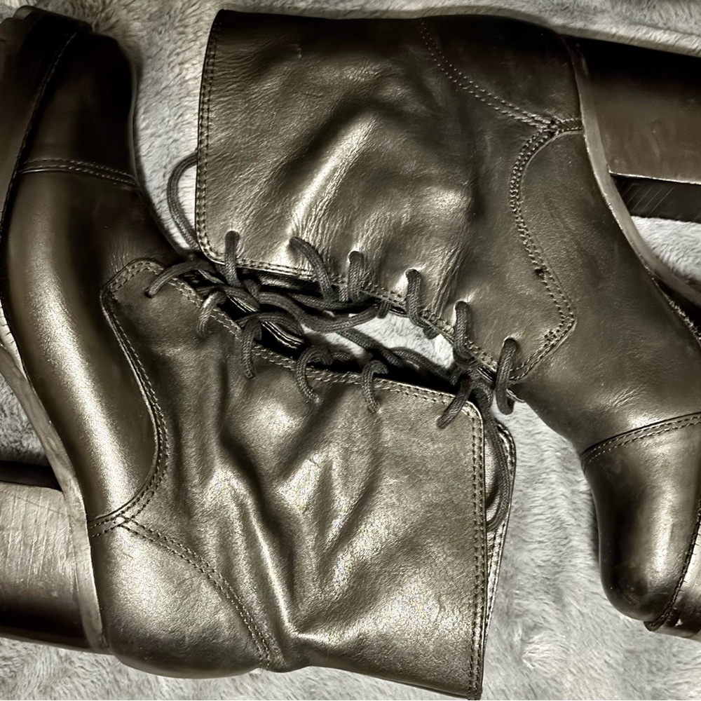 SCHUTZ Black Block Sole Lace Up Boots